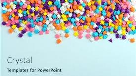  Presentation with sprinkles - Colorful presentation theme enhanced with papel picado - colorful sprinkles on white background backdrop and a cool aqua colored foreground