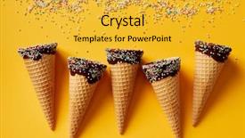  Presentation with ice cream cone - Cool new presentation theme with colorful sprinkles on yellow background backdrop and a yellow colored foreground