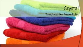  Presentation with bathroom - Colorful presentation design enhanced with colorful stacked bathroom towels backdrop and a soft green colored foreground
