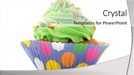  Presentation with purple stars - Slide set featuring colorful stars on a green and purple cupcake background and a white colored foreground