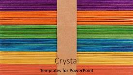  Presentation with wooden stick - Presentation enhanced with colorful-stick-wooden-craft-material background and a gold colored foreground