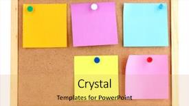  Presentation with note - Presentation design enhanced with colorful sticky notes on board background and a yellow colored foreground