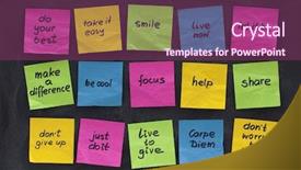  Presentation with wisdom - PPT theme with colorful sticky notes with uplifting background and a violet colored foreground