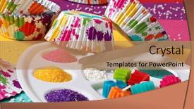  Presentation with cupcake - Audience pleasing presentation design consisting of an artist's theme backdrop and a coral colored foreground