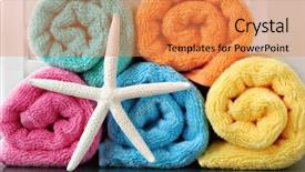  Presentation with starfish - Amazing theme having colorful still life of towel backdrop and a coral colored foreground