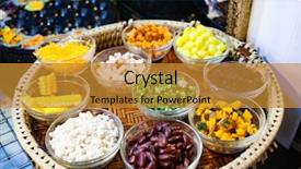  Presentation with food market - Colorful slide set enhanced with colorful street food backdrop and a  colored foreground