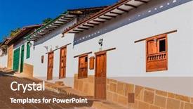  Presentation with colombia - Beautiful presentation design featuring colorful streets of barichara santander backdrop and a red colored foreground