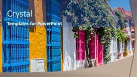  Presentation with cartagena colombia - PPT layouts with colorful-streets-of-getsemani-aera background and a ocean colored foreground