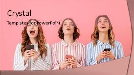  Presentation with cell phones - Audience pleasing presentation design consisting of colorful striped pyjamas looking upward backdrop and a lemonade colored foreground