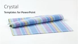  Presentation with woven - Theme consisting of colorful-striped-ribbed-woven-cotton background and a cool aqua colored foreground