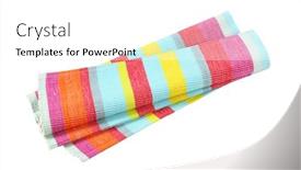  Presentation with woven - Theme with colorful-striped-ribbed-woven-cotton background and a white colored foreground