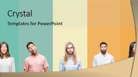  Presentation with fish people - Presentation theme with colorful stripes isolated background making background and a mint green colored foreground