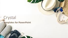  Presentation with fashion shoes - Slide set having colorful-summer-female-fashion-outfit background and a cream colored foreground