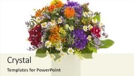  Presentation with colorful flower - Slide set featuring colorful summer flower bouquet arranged background and a blonde colored foreground