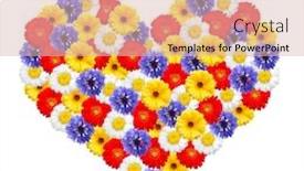  Presentation with heart flowers - Slide deck featuring colorful summer flowers forming shape of a heart on white background background and a lemonade colored foreground