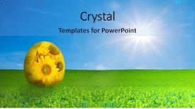  Presentation with sunny sky - Cool new theme with colorful sunflower-textured easter egg backdrop and a light blue colored foreground