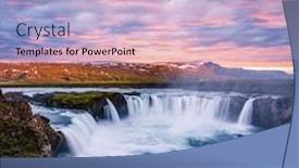  Presentation with iceland - Beautiful slides featuring colorful sunrise on godafoss waterfall on skjalfandafljot river iceland backdrop and a light blue colored foreground