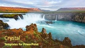  Presentation with sunrise - Presentation theme with colorful-sunrise-on-godafoss-waterfall background and a tawny brown colored foreground