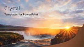  Presentation with sunrise - Presentation having colorful-sunrise-on-godafoss-waterfall background and a light blue colored foreground