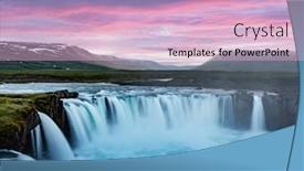  Presentation with sunrise - PPT theme having colorful-sunrise-on-godafoss-waterfall background and a lemonade colored foreground