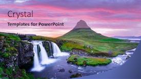  Presentation with morning sunrise - Cool new slide deck with colorful-sunrise-on-kirkjufellsfoss-waterfall backdrop and a lemonade colored foreground