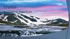  Presentation with sunrise - PPT theme enhanced with colorful-sunrise-on-snowy-norwegian background and a teal colored foreground