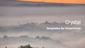  Presentation with indoneisa - Audience pleasing PPT theme consisting of colorful sunrise over borobudur temple backdrop and a gray colored foreground