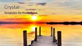  Presentation with lake - Colorful PPT layouts enhanced with colorful-sunset-at-the-lake backdrop and a light blue colored foreground