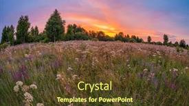  Presentation with colorful eye - PPT layouts with colorful-sunset-in-field-near background and a tawny brown colored foreground