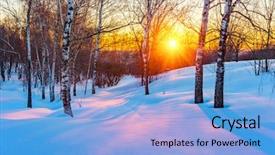  Presentation with sunset - Presentation theme with colorful sunset in winter park background and a light blue colored foreground