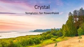  Presentation with beautiful midnight sun over - Presentation theme enhanced with colorful sunset over ladoga lake background and a light blue colored foreground