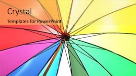  Presentation with rainbow - Cool new slide deck with colorful sunshades - rainbow colored umbrella backdrop and a yellow colored foreground