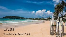  Presentation with sri lanka - Audience pleasing theme consisting of colorful sunshades - surf boards on wonderful sand backdrop and a lemonade colored foreground