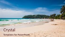 Presentation with tourists - Slides enhanced with colorful sunshades - tourists walking on the sand background and a lemonade colored foreground