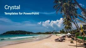  Presentation with sri lanka - Audience pleasing presentation theme consisting of colorful sunshades - wonderful sand beach of mirissa backdrop and a ocean colored foreground