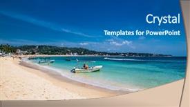  Presentation with sri lanka - Presentation theme with colorful sunshades - wonderful sand beach of unawatuna background and a dark gray colored foreground