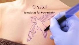  Presentation with process - Beautiful PPT layouts featuring colorful swallows - process of making tattoo closeup backdrop and a  colored foreground