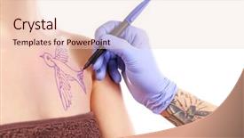  Presentation with decision making manufacturing process - Audience pleasing presentation theme consisting of colorful swallows - process of making tattoo closeup backdrop and a  colored foreground