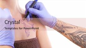  Presentation with process - Colorful PPT layouts enhanced with colorful swallows - process of making tattoo closeup backdrop and a  colored foreground