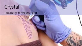  Presentation with process - Amazing presentation theme having colorful swallows - process of making tattoo closeup backdrop and a  colored foreground