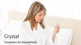  Presentation with pills - Amazing theme having colorful swallows - sick woman taking her pills backdrop and a  colored foreground