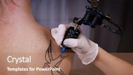  Presentation with swallow - PPT layouts featuring colorful swallows - tattooist draws swallow background and a coral colored foreground