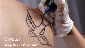  Presentation with swallow - Audience pleasing slide set consisting of colorful swallows - tattooist draws swallow backdrop and a coral colored foreground