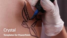  Presentation with swallow - Slide set having colorful swallows - tattooist draws swallow background and a coral colored foreground