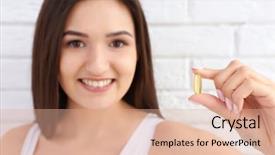 Presentation with brick wall - Audience pleasing slides consisting of colorful swallows - woman taking fish oil pill backdrop and a coral colored foreground