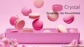  Presentation with sweet - Theme having colorful-sweet-macarons-or-macaroons background and a lemonade colored foreground
