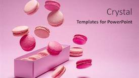  Presentation with sweet - Beautiful theme featuring colorful-sweet-macarons-or-macaroons backdrop and a coral colored foreground