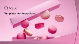  Presentation with sweet - Audience pleasing presentation consisting of colorful-sweet-macarons-or-macaroons backdrop and a lemonade colored foreground