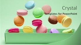  Presentation with sweet - Beautiful presentation theme featuring colorful-sweet-macarons-or-macaroons backdrop and a mint green colored foreground