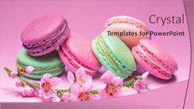  Presentation with cookies - Presentation enhanced with colorful-sweet-macarons-or-macaroons background and a coral colored foreground